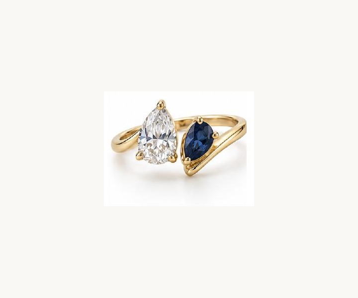 Pear & Sapphire Toi-et-Moi