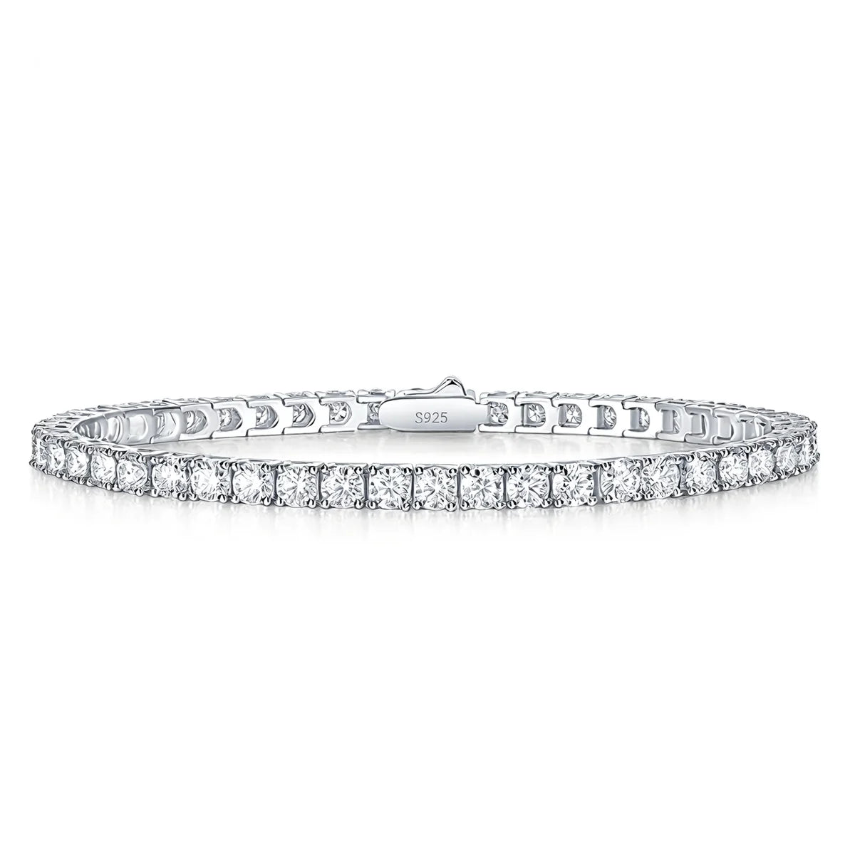 Sterling Silver Thick Geometric Moissanite Tennis Bracelet
