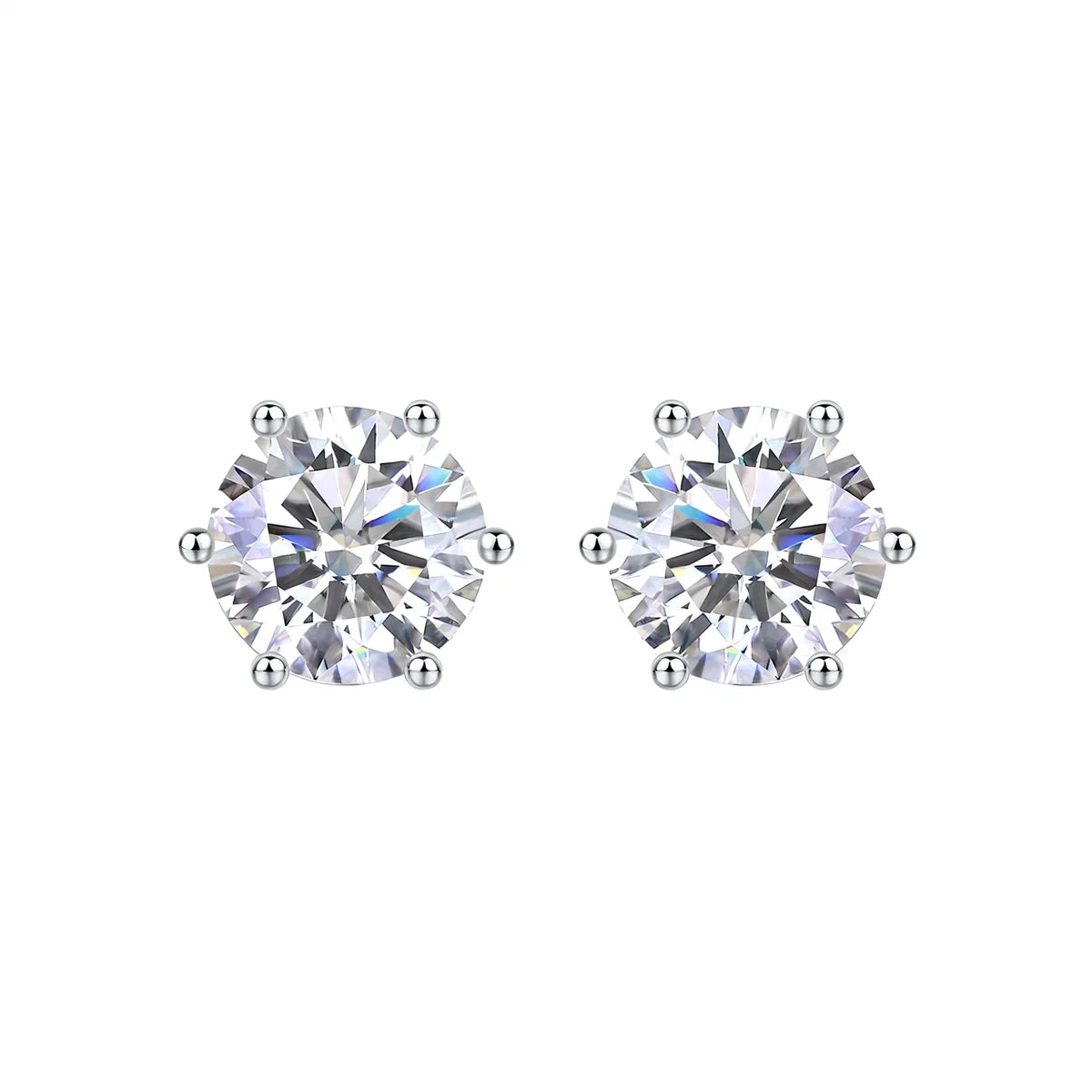 Sterling Silver Round Moissanite Earings