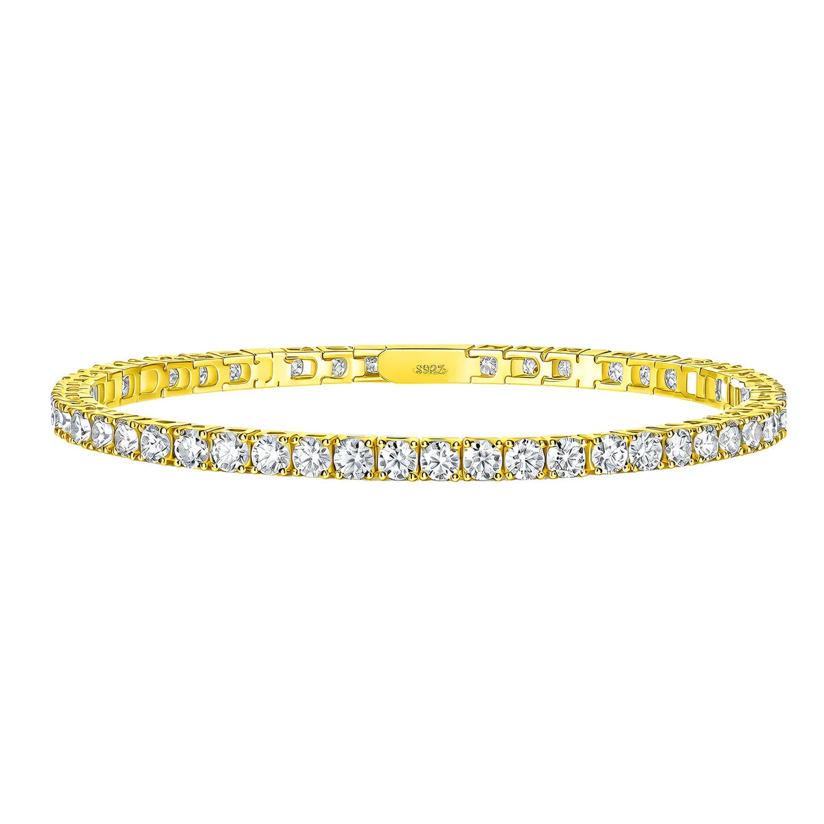 Thick 18K Gold Plated Geometric Moissanite Tennis Bracelet