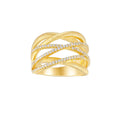 18K Gold Plated Geometric Openwork Cross Moissanite Ring for Women